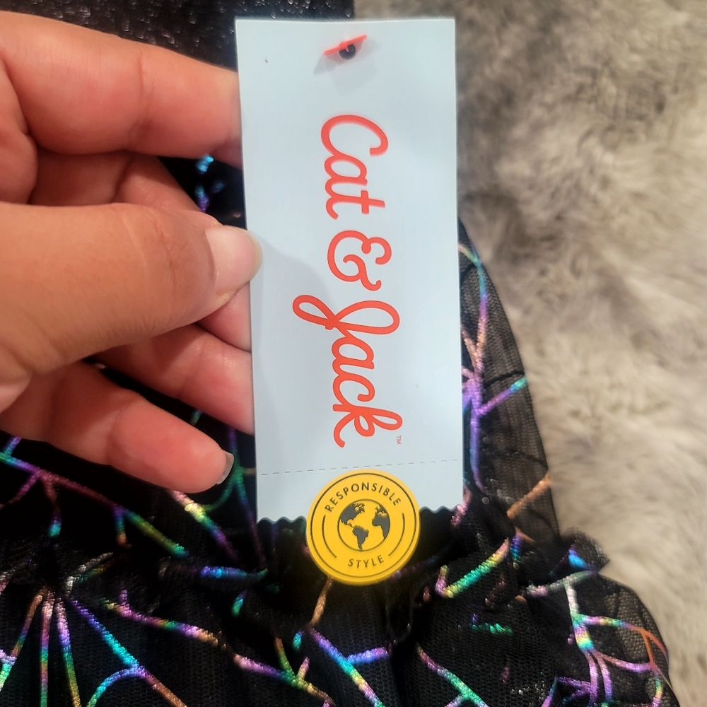 New Cat and Jack halloween spiderweb rainbow metallic tutu skirt size L - Picture 9 of 12